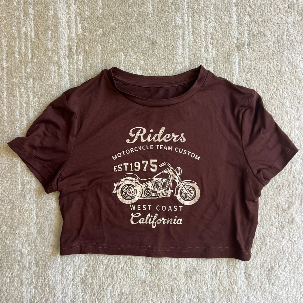 Brown Graphic Crop Top